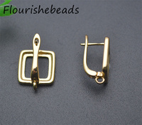 Crochets de boucles d'oreilles carrés plaqués or et argent anti-décoloration, style mode, avec fermoir à levier, pour la fabrication de bijoux pour femmes