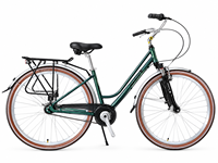 Vélo de ville en alliage d'aluminium 700C, 7 vitesses Shimano, vélo hybride avec fourche à suspension, moyeu avant Dynamo, éclairage LED