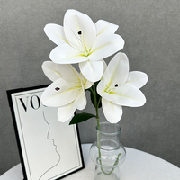 Hochwertige Luxus 3D-gedruckte Lilien-Kunstblumen mit 3 Köpfen, handgefertigt für Weihnachten, Halloween, Abschlussfeier, Muttertag, Ostern