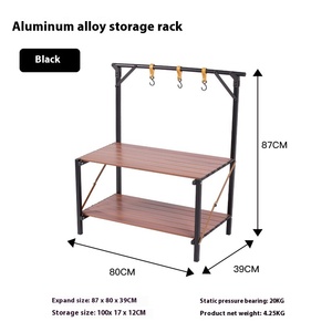 Mesa de Camping Plegable Portátil de Doble Capa de Aleación de Aluminio <span class=keywords><strong>Tipo</strong></span> L, Removible, para Almacenamiento al Aire Libre - Product Image 6