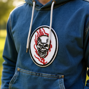 Patch ILAN 5,9x4,5 cm con design a teschio termoadesivo per abbigliamento - Product Image 3