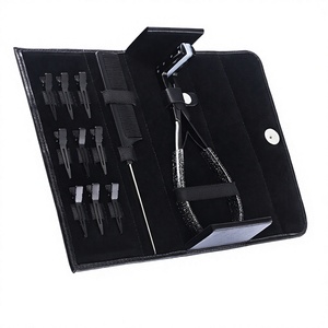 Nouvel ensemble d'accessoires pour extensions de cheveux à clipser en acier inoxydable : pinces, peigne de sectionnement, pinces à forte adhérence antidérapantes - Product Image 1