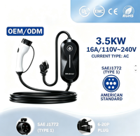 Unité de recharge mobile pour véhicules électriques 3,5-7 kW Type 2 Standard IP65 Étanche à la pluie Plug and Play Protection de sécurité Garantie 18 mois