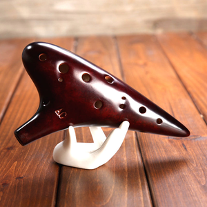 Ocarina Instrumento de cerámica ahumada de paja Alto C Piccolo de 12 agujeros con bolsa de correa para el cuello de cancionero para adultos - Product Image 4