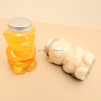 Bouteille de boisson froide de thé au lait PET transparente en forme d'ours 500ML vide avec bouchon en aluminium bouteille de boisson jetable à vendre