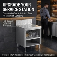 Kabinet Drainboard Stainless Steel Dengan Rak, Workstation Wastafel Bar Komersial Dengan Bagian Atas Berlubang Dan Penyimpanan Terbuka