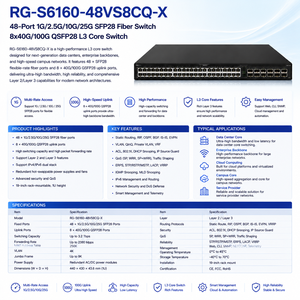 RG-S6160-48VS8CQ-X สวิตช์ SFP28ไฟเบอร์48-Port 1G 2.5g 10g 25g 8X40g 100G สวิตช์แกน L3 QSFP28 - Product Image 1