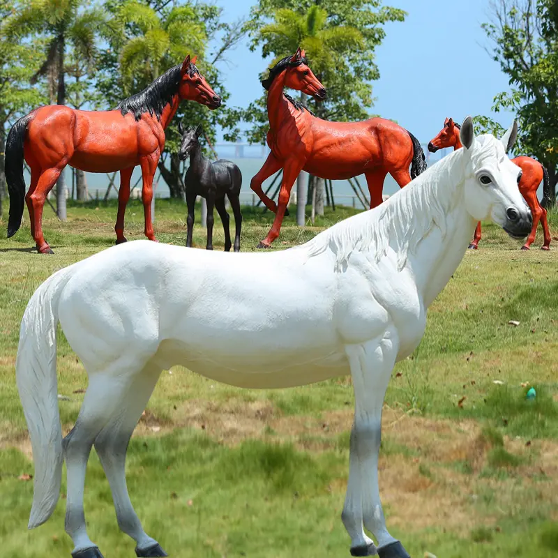 Supporto personalizza la decorazione del cavallo in resina animale/grande cavallo in fibra di vetro/vivid life size real horse decor