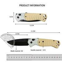 Vente en gros de couteau pliant personnalisé avec logo BM 593 BK, manche en fibre de carbone G10, couteau tactique de survie pour le camping, la chasse, EDC, multi-outils