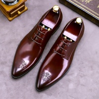 Chaussures habillées en cuir à bout pointu pour hommes, idéales pour les occasions formelles et professionnelles, collection automne, design découpé au laser, grandes tailles