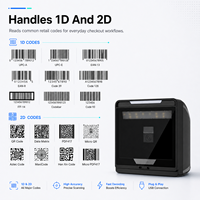 Lecteur de codes-barres USB omnidirectionnel CMOS haute performance pour bureau, mains libres, lecture QR 1D 2D, détection automatique pour le commerce de détail