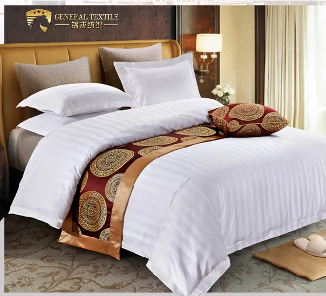 C7 Low Price China King Size Bedding Set 100% Cotton Stripe Hotel Used Bedsheet