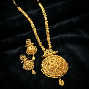 Wholesale Brass 14K 18K 24K Micro Gold Plated <b>Long</b> <b>Necklaces</b> Set Fashion Jewelry Traditional Floral Design Wedding Jewelry Set - Product Image 3