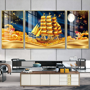 Fabbrica divano parete 5D Dream Voyage telaio in lega <span class=keywords><strong>di</strong></span> alluminio cristallo porcellana <span class=keywords><strong>mare</strong></span> barca pittura murale per soggiorno decorativo - Product Image 3