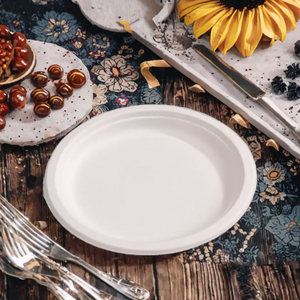 Assiettes jetables en bagasse de canne à sucre, résistantes à l'huile et imperméables, pour la restauration, les plats à emporter et les services alimentaires - Product Image 4