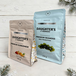 Pochette en plastique pour aliments secs avec logo personnalisé - Pochette zippée pour noix, collations, céréales et poudre de protéines - Product Image 3