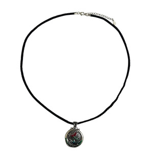 Collier en argent sterling 925 Kaiming avec pendentif pivoine rond, chaîne tressée style chinois rétro pour pull - Product Image 5