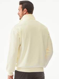 Comfort Pullover Hombres Quarter Zip Sudaderas Casual Mock Neck Pullover Manga larga Sólido Textura geométrica Waffle Sudadera - Product Image 2