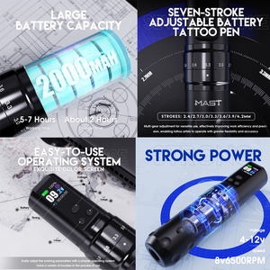 Stylo de tatouage professionnel Dragonhawk <span class=keywords><strong>Mast</strong></span> Fold 2 <span class=keywords><strong>Pro</strong></span>, sept longueurs de traînée réglables, <span class=keywords><strong>machine</strong></span> à tatouer sans fil - Product Image 2