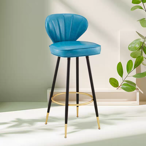 Chaise de <span class=keywords><strong>bar</strong></span> en métal de luxe style nordique, tabouret haut avec dossier pour la maison, chaise d'îlot moderne pour cuisine et restaurant - Product Image 2