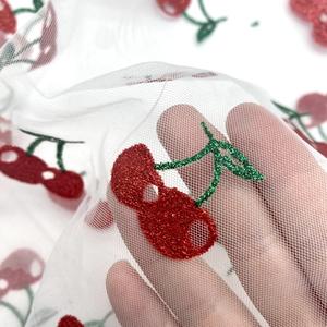 Fancy 100% Nylon fiesta tul colorido cereza fruta brillo tela de malla para vestido tela de tul - Product Image 3