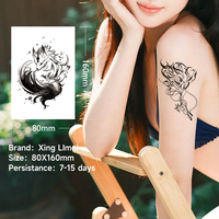 Nouveaux autocollants de tatouage de renard noir et blanc Autocollants de tatouage semi-permanents de jus de plantes imperméables