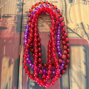 Collier ras du cou classique pour femmes avec perles, deux bracelets en pierre, collier de perles rouges porte-bonheur, ensemble cadeau pour <span class=keywords><strong>maman</strong></span>, sœur, fille - Product Image 4