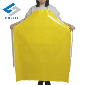 Delantal amarillo lavable resistente al ácido, a prueba de aceite, producto químico ligero, babero, PVC, TPU, logo personalizado, venta al por mayor