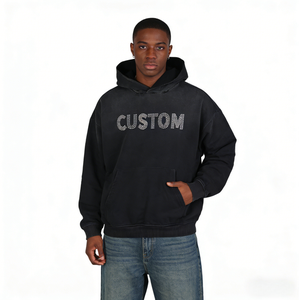 Sudadera con Capucha Unisex Vintage de Color Sólido con Diseño Estampado, Tejido de Poliéster/Algodón, Corte Holgado, Cierre de Cremallera, Logotipo Personalizado en la Parte Delantera - Product Image 1