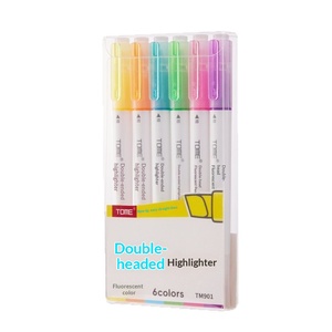 Marqueur double-tête fluorescent 6 couleurs <span class=keywords><strong>TOME</strong></span> de haute qualité pour notes manuscrites et usages multiples. - Product Image 5