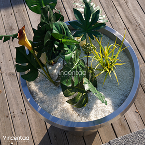 Pot de fleurs extérieur moderne en métal en acier inoxydable de rue grand mobilier urbain en pot - Product Image 4
