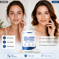 Capsules de peptides de collagène de types I, II, III, V, X – Soutien complet pour le bien-être corporel, les articulations, les os, la peau, les cheveux, les ongles et la récupération musculaire – Marque privée