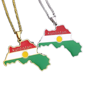 Thiết kế thời trang bản đồ Mặt dây thép không gỉ vòng hình dạng mặt dây chuyền vòng cổ với men thiết kế đồ trang sức đầy màu sắc - Product Image 1