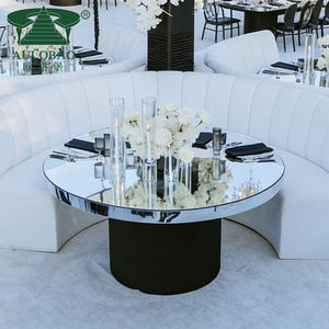 Table de mariage de luxe en acier inoxydable avec plateau en verre miroir pour événements - Product Image 2