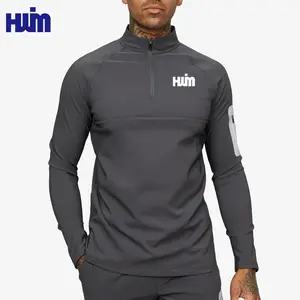 Benutzer definiertes Logo Outdoor Workout Wear Slim Fit Viertel Reiß verschluss Top Gym Sport Langarm Jogging Track Top Gym Fitness Shirts für mich