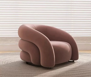 Sillón Individual Estilo Crema para Sala de Estar, Silla de Reuniones, Silla de Negociación Informal de Lujo Ligero, Sofá de Tela - Product Image 5