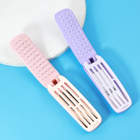 Petite brosse de poche violette, brosse de voyage pliable, peigne de massage rétractable avec miroir pour la maison