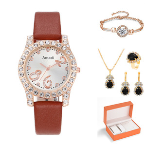 Ensemble Montre et Bijoux Goutte d'Eau Décontracté pour Femme Amadi, Cadran Numérique Créatif Exquis, Mouvement à Quartz, Bracelet en Alliage 16mm pour Étudiantes - Product Image 4