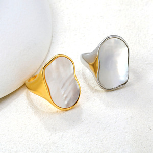 Anillo de Concha Blanca Irregular, Chapado en Oro, Diseño Geométrico, Joyería de Moda para Mujer, Regalo - Product Image 3