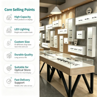 Meubles de magasin d'optique modernes sur mesure, table de présentation de lunettes avec éclairage LED, présentoir mural pour lunettes, vitrine pour lunettes de soleil, vente au détail