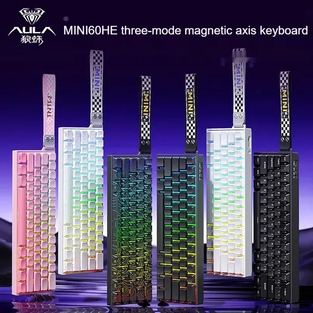 AULA MINI 60HE Magnetic Keyboard Wireless 60% Rapid Trigger 8K Return Esports Customize RGB Magnetic Switch Gaming Keyboard