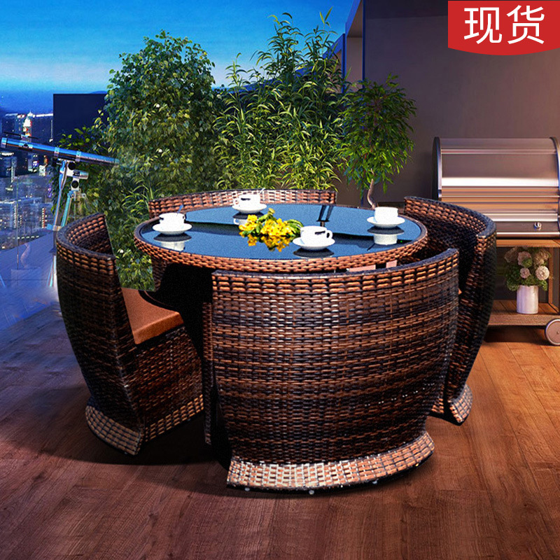 Mesa y sillas en forma de cuenco [marrón]