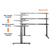 Bureau d'angle électrique à 3 pieds certifié CE ETL Rohs, hauteur réglable de 600 à 1250 mm, cadre de bureau en forme de L
