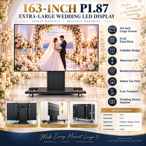 Écran LED pliable et mobile de 163 pouces P1.87, ultra-grand, avec roues, affichage LED 2K pour location de lieux de mariage intérieurs de grande envergure - Product Image 1