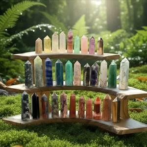 หอ lepidolite หินบำบัดพร้อมหินคริสตัลสีม่วงรูปหกเหลี่ยมสำหรับตกแต่งบ้าน - Product Image 6