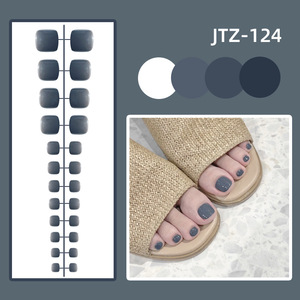 Qianya 24 faux ongles de pieds carrés courts à presser, couleur unie brillante, couvrance totale, réutilisables, pour femmes - Product Image 3