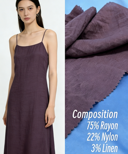 Tissu en lin léger 90g, largeur 150cm, 75% Rayonne 22% Nylon 3% Lin, respirant et texturé, pour robes, rideaux et vêtements pour filles - Product Image 1