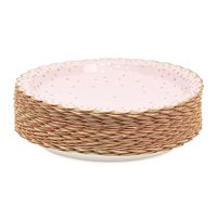 Assiettes en papier jetables blanches à pois, bord festonné, 7 pouces, approuvées par la FDA, 350 g/m², fournitures pour fêtes