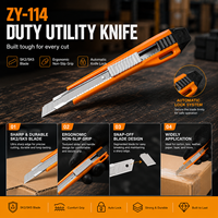 Couteau utilitaire rétractable de 9 mm avec lame en acier inoxydable de 0,5 mm, manche en ABS, verrouillage automatique, coupe-boîte