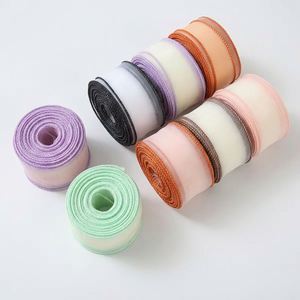 Ruban en polyester tulle à bord coloré de 4 cm, série crème, pour la Saint-Valentin, décoration de gâteaux, de jupes et emballage cadeau - Product Image 1